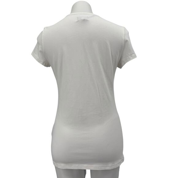 Maserati Rhinestone Tee Shirt NEW Donna Panna Strass Cotton LOGO Womens L White - Picture 5 of 11